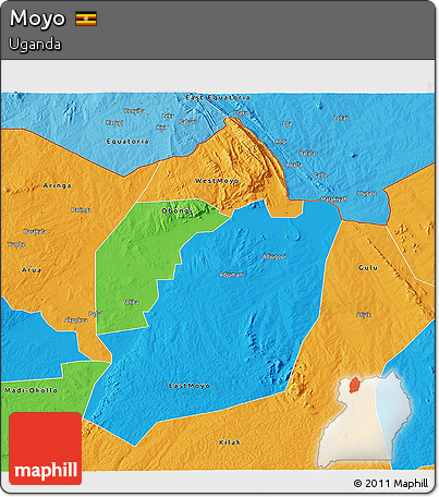 Political 3D Map of Moyo