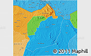 Political 3D Map of Moyo, political shades outside