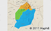 Political 3D Map of Moyo, shaded relief outside