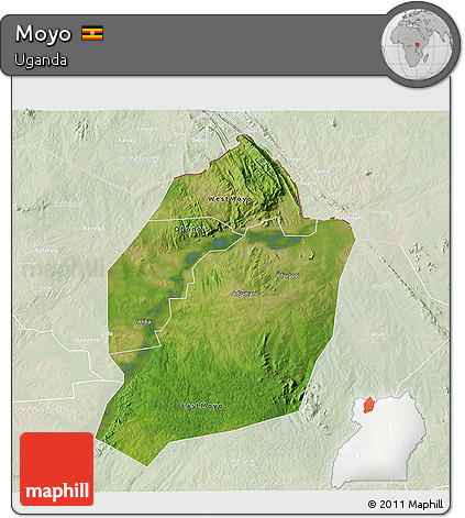 Satellite 3D Map of Moyo, lighten