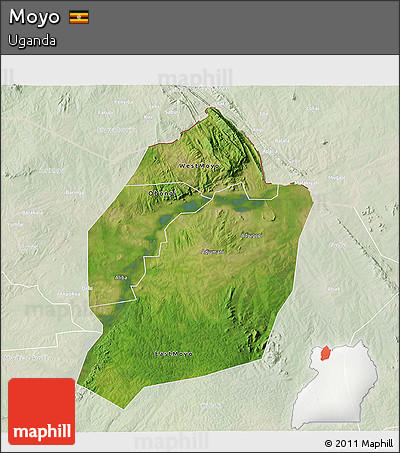 Satellite 3D Map of Moyo, lighten