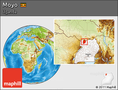 Physical Location Map of Moyo, highlighted country