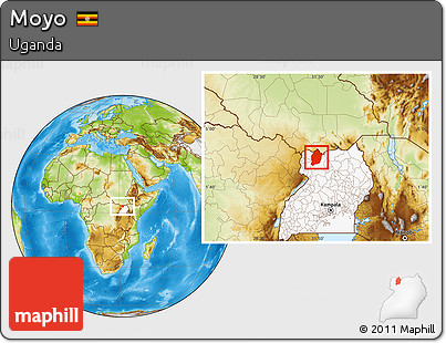 Physical Location Map of Moyo, highlighted country