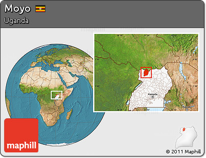 Satellite Location Map of Moyo, highlighted country