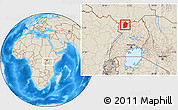 Shaded Relief Location Map of Moyo, within the entire country