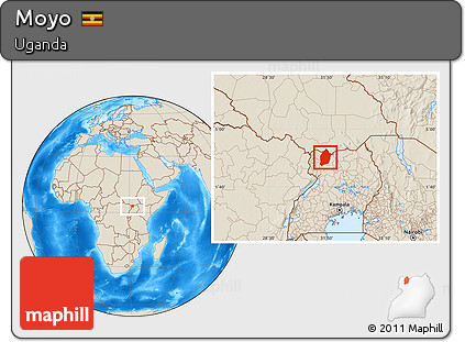 Shaded Relief Location Map of Moyo