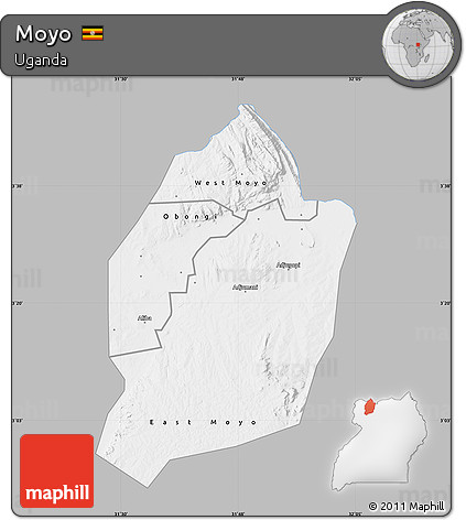 Gray Map of Moyo, single color outside