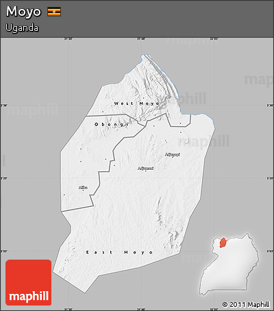 Gray Map of Moyo, single color outside