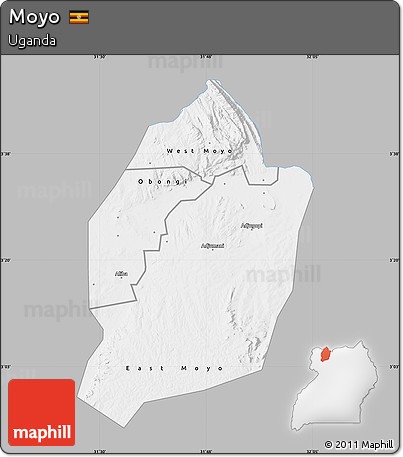Gray Map of Moyo, single color outside