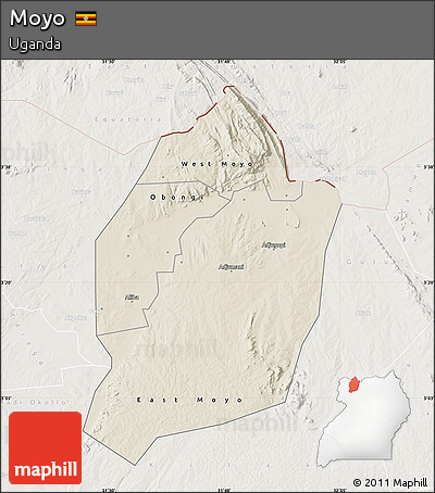 Shaded Relief Map of Moyo, lighten