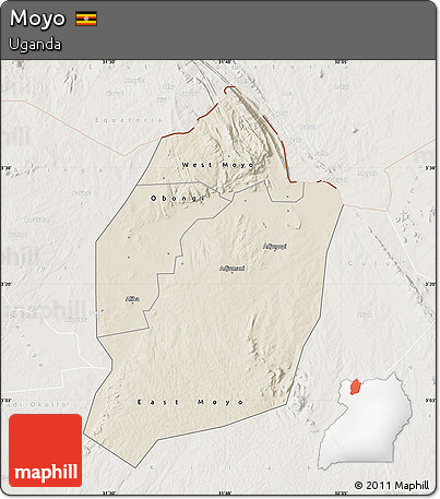 Shaded Relief Map of Moyo, lighten