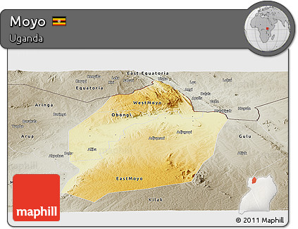Physical Panoramic Map of Moyo, semi-desaturated
