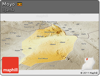 Physical Panoramic Map of Moyo, semi-desaturated