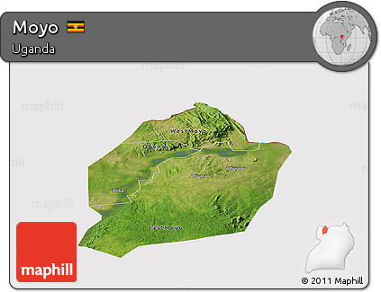Satellite Panoramic Map of Moyo, cropped outside