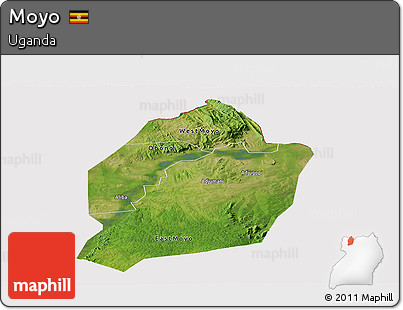 Satellite Panoramic Map of Moyo, cropped outside
