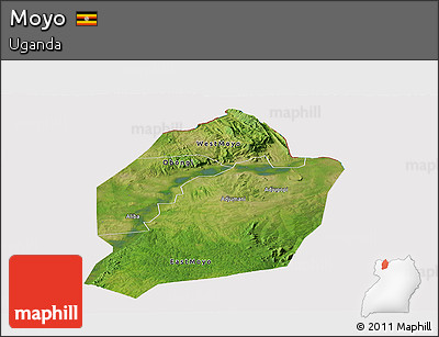 Satellite Panoramic Map of Moyo, cropped outside