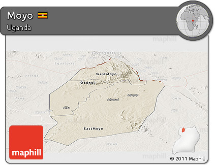 Shaded Relief Panoramic Map of Moyo, lighten
