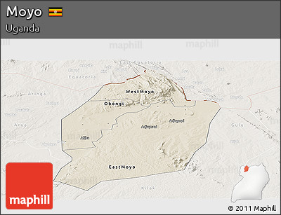 Shaded Relief Panoramic Map of Moyo, lighten