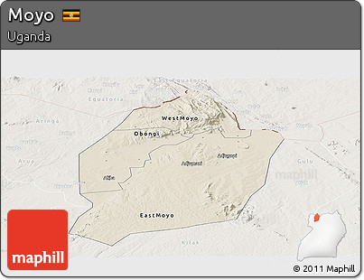 Shaded Relief Panoramic Map of Moyo, lighten
