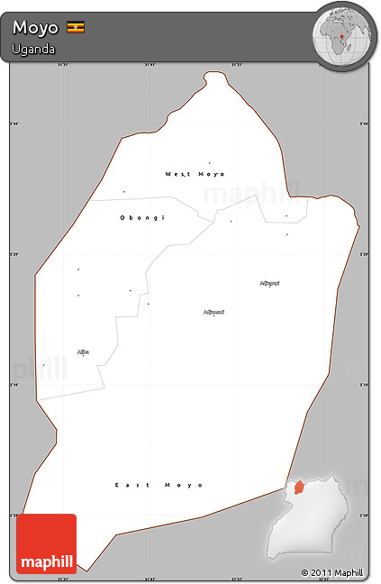 Gray Simple Map of Moyo, cropped outside