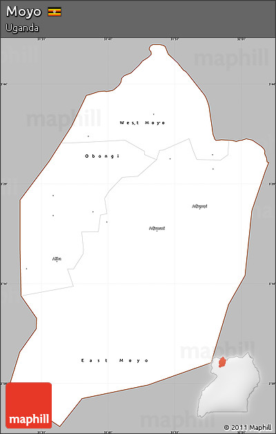 Gray Simple Map of Moyo, cropped outside