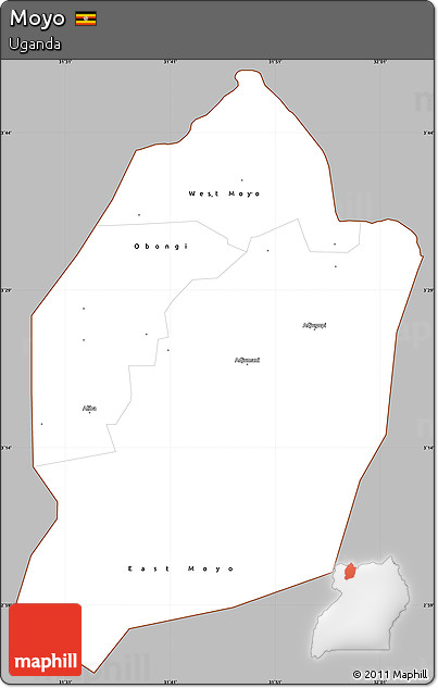 Gray Simple Map of Moyo, cropped outside
