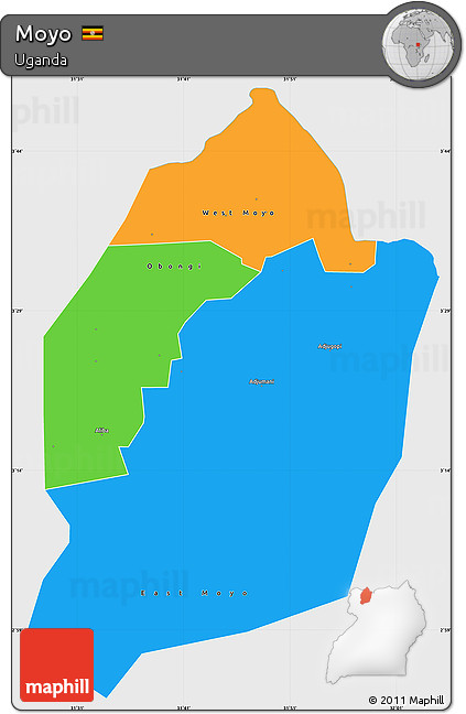 Political Simple Map of Moyo, single color outside