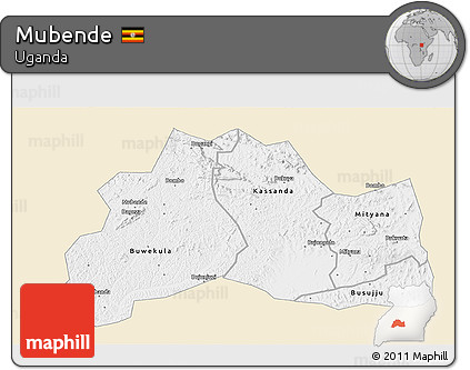 Classic Style 3D Map of Mubende, single color outside
