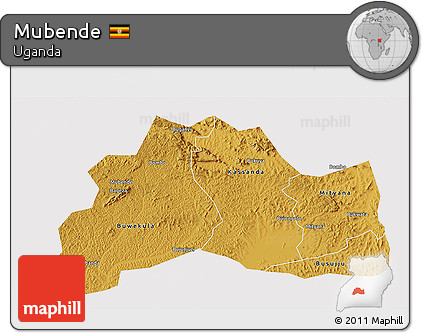 Physical 3D Map of Mubende, cropped outside