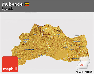 Physical 3D Map of Mubende, cropped outside