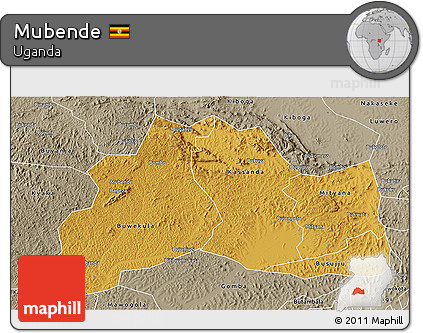Physical 3D Map of Mubende, semi-desaturated