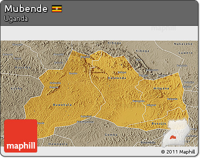 Physical 3D Map of Mubende, semi-desaturated