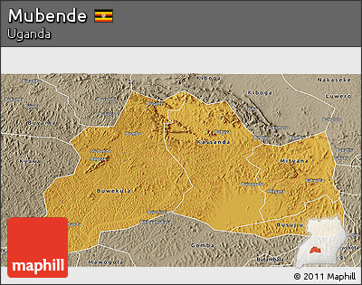 Physical 3D Map of Mubende, semi-desaturated