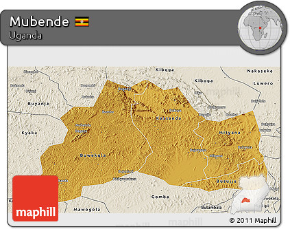 Physical 3D Map of Mubende, shaded relief outside