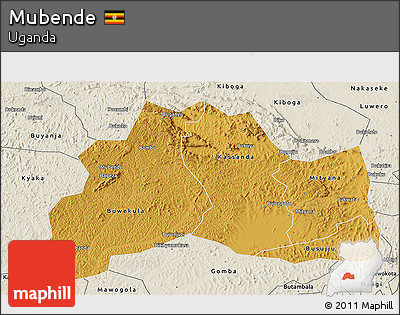 Physical 3D Map of Mubende, shaded relief outside