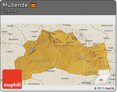 Physical 3D Map of Mubende, shaded relief outside