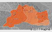 Political Shades 3D Map of Mubende, desaturated