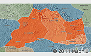 Political Shades 3D Map of Mubende, semi-desaturated