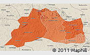 Political Shades 3D Map of Mubende, shaded relief outside