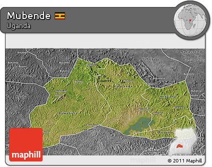 Satellite 3D Map of Mubende, desaturated