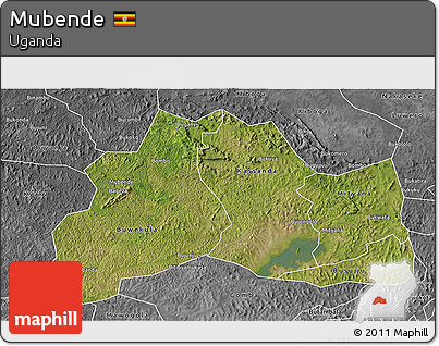 Satellite 3D Map of Mubende, desaturated