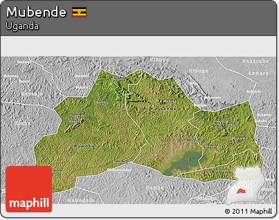 Satellite 3D Map of Mubende, lighten, desaturated