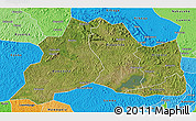 Satellite 3D Map of Mubende, political shades outside