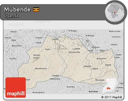 Shaded Relief 3D Map of Mubende, desaturated