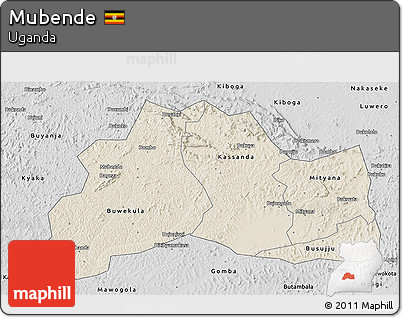 Shaded Relief 3D Map of Mubende, desaturated