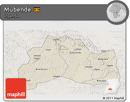 Shaded Relief 3D Map of Mubende, lighten