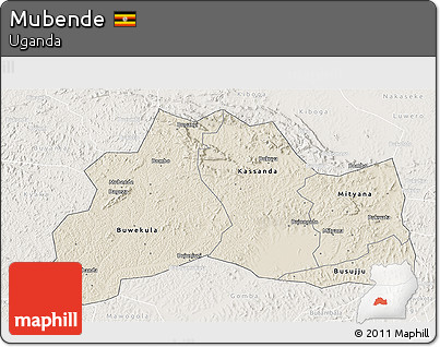 Shaded Relief 3D Map of Mubende, lighten
