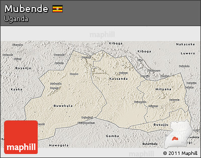 Shaded Relief 3D Map of Mubende, semi-desaturated