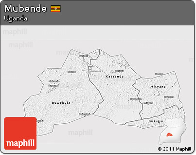 Silver Style 3D Map of Mubende, single color outside