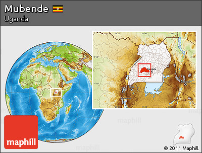 Physical Location Map of Mubende, highlighted country
